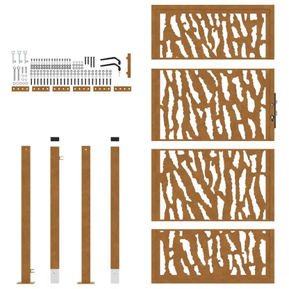 Gartentor 100x200 cm Verwitterungsstahl Trace-Design