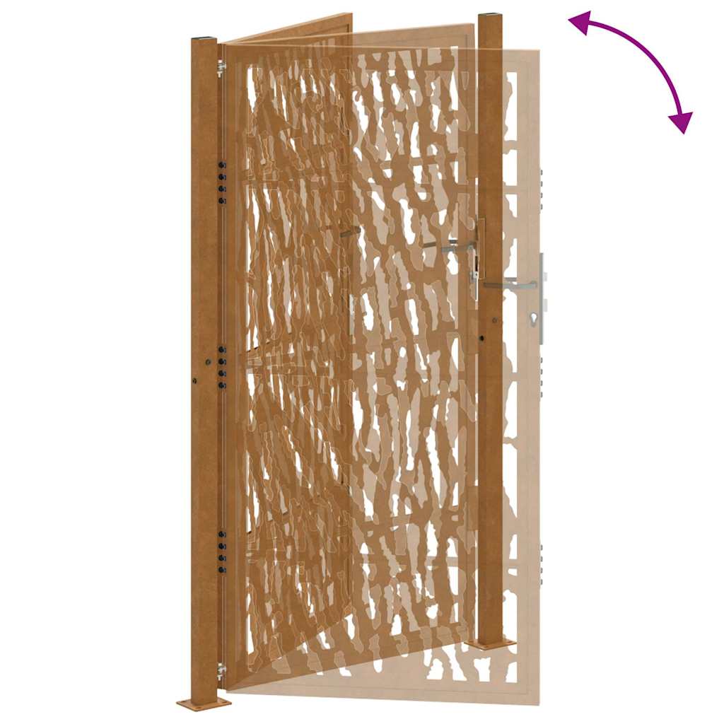 Gartentor 100x200 cm Verwitterungsstahl Trace-Design