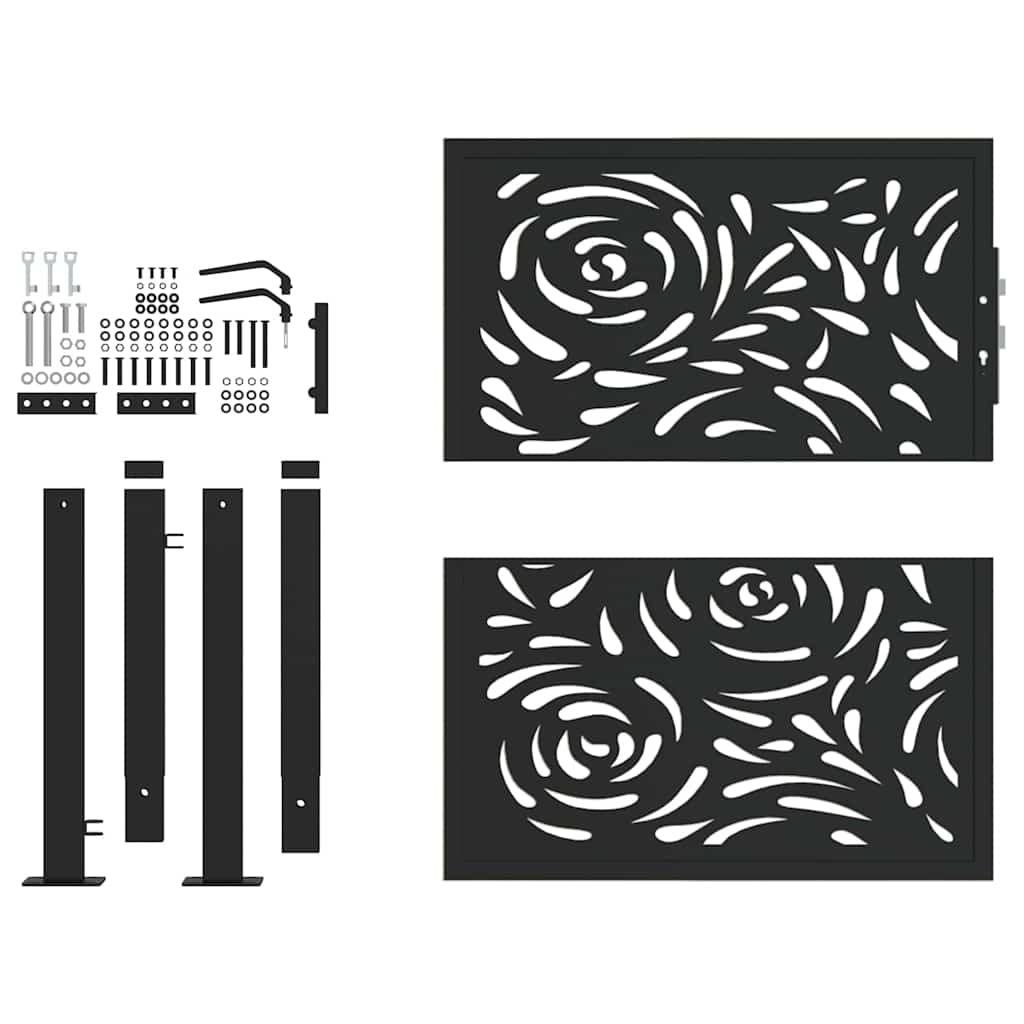 Gartentor Schwarz 100x100 cm Stahl Flammendesign