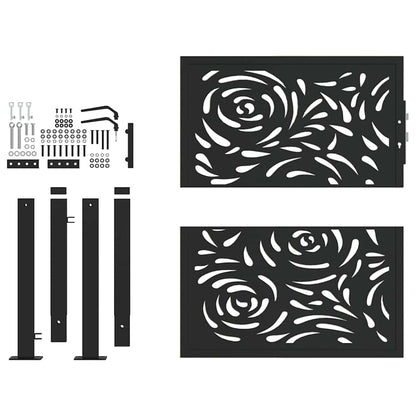 Gartentor Schwarz 100x100 cm Stahl Flammendesign