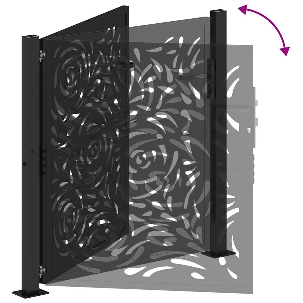 Gartentor Schwarz 100x100 cm Stahl Flammendesign