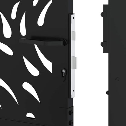 Gartentor Schwarz 100x100 cm Stahl Flammendesign