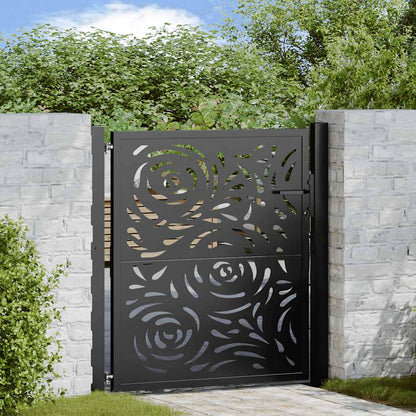 Gartentor Schwarz 100x100 cm Stahl Flammendesign