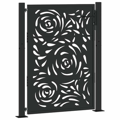 Gartentor Schwarz 100x125 cm Stahl Flammendesign