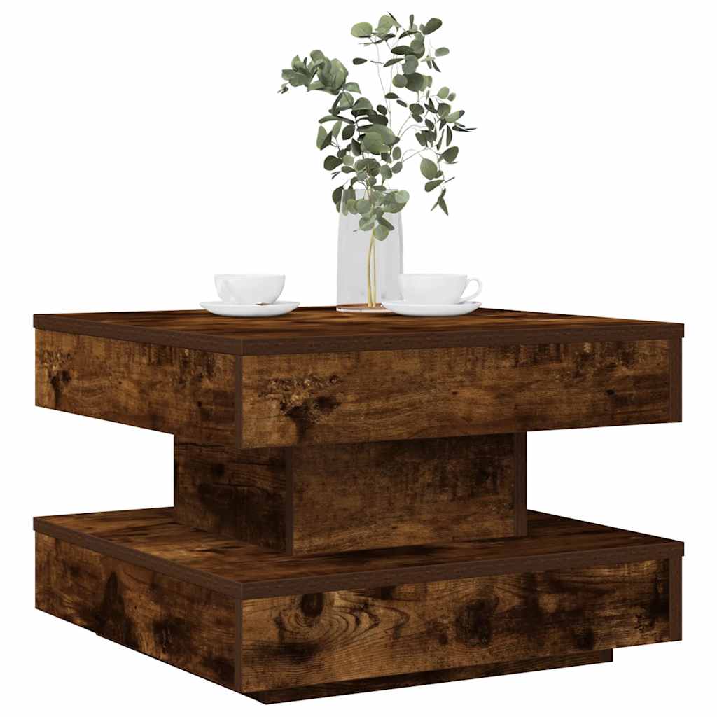 Couchtisch 360-Grad Drehbar Räuchereiche 50x50x34,5 cm