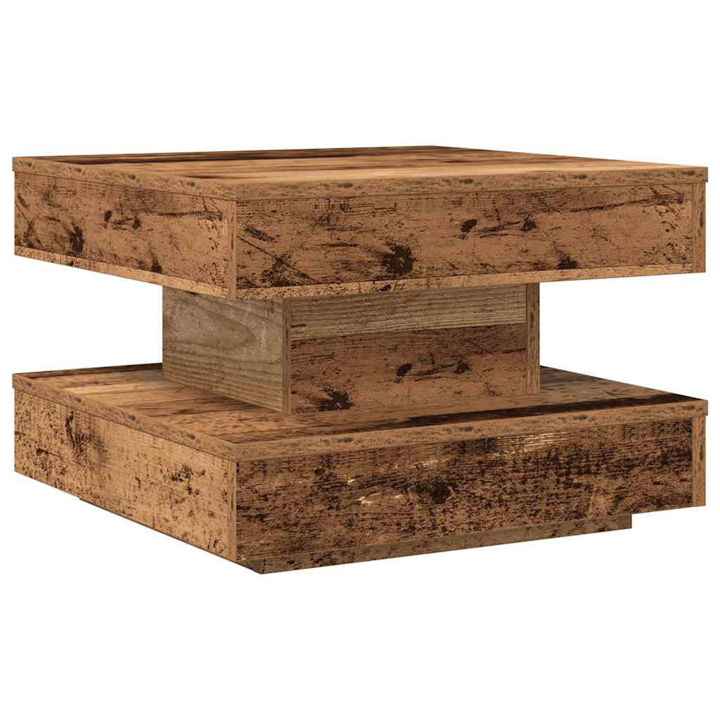 Couchtisch 360-Grad Drehbar Altholz-Optik 50x50x34,5 cm