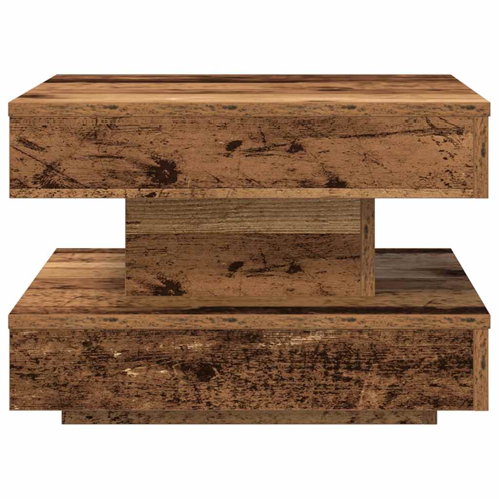 Couchtisch 360-Grad Drehbar Altholz-Optik 50x50x34,5 cm