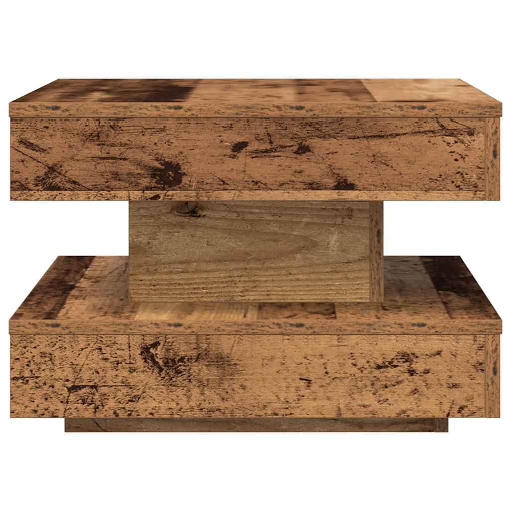 Couchtisch 360-Grad Drehbar Altholz-Optik 50x50x34,5 cm