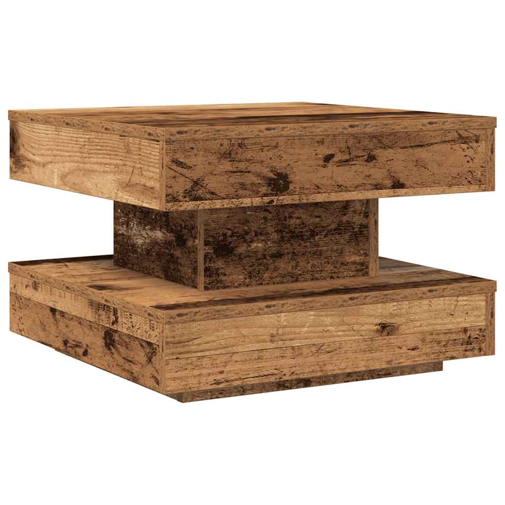Couchtisch 360-Grad Drehbar Altholz-Optik 50x50x34,5 cm