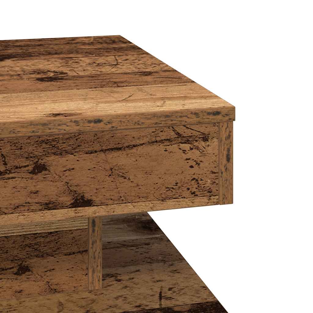 Couchtisch 360-Grad Drehbar Altholz-Optik 50x50x34,5 cm