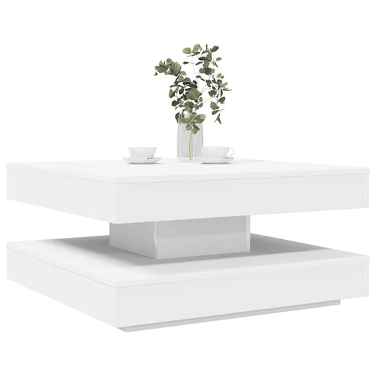 Couchtisch 360-Grad Drehbar Weiß 70x70x34,5 cm