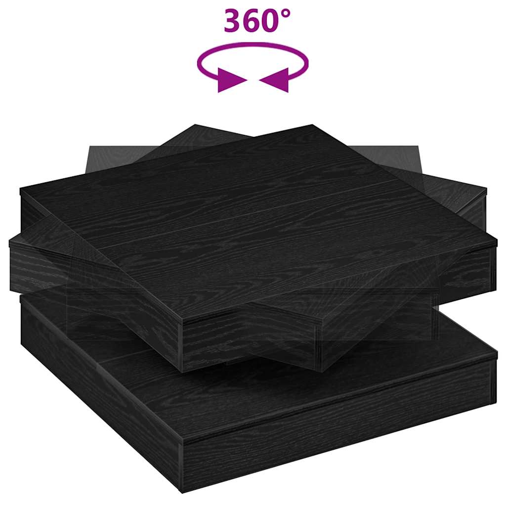 Couchtisch 360-Grad Drehbar Schwarz 70x70x34,5 cm