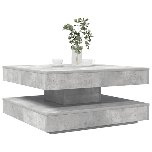Couchtisch 360-Grad Drehbar Betongrau 70x70x34,5 cm
