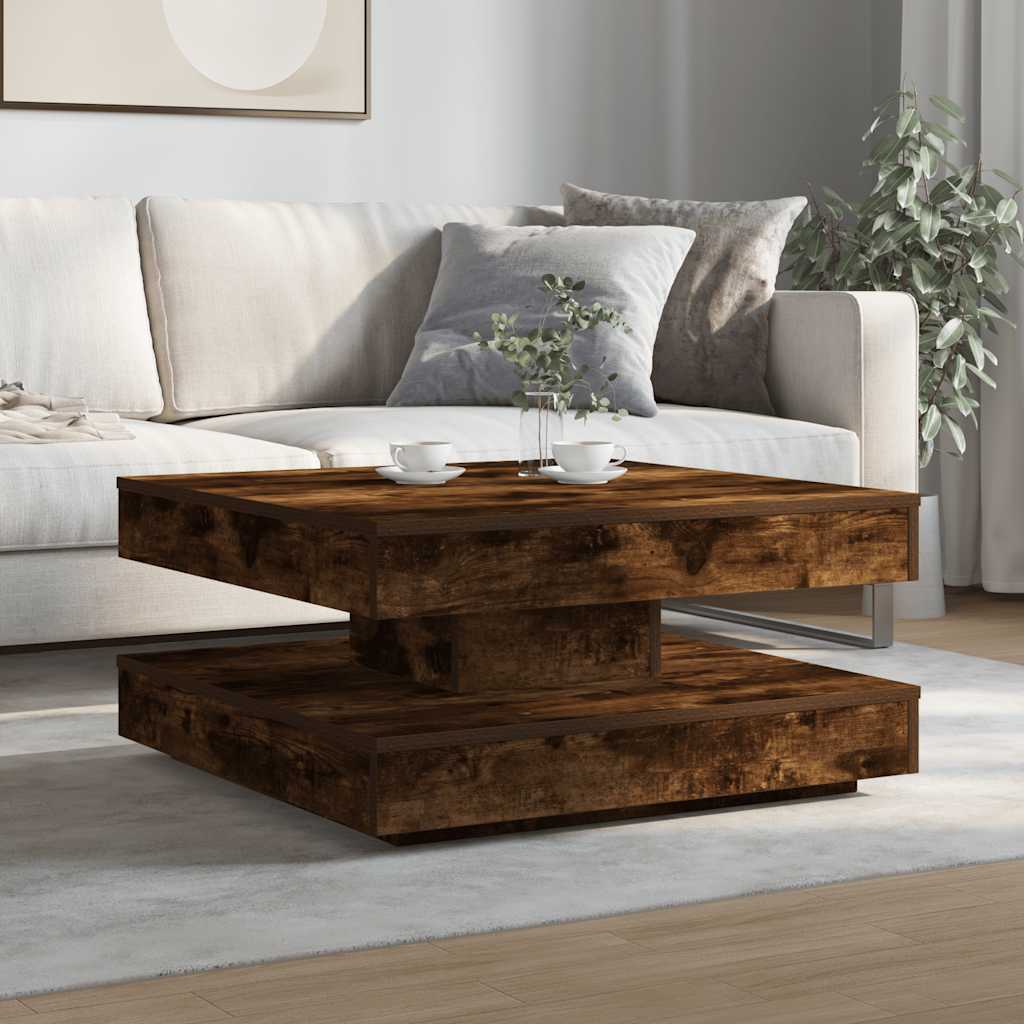 Couchtisch 360-Grad Drehbar Räuchereiche 70x70x34,5 cm