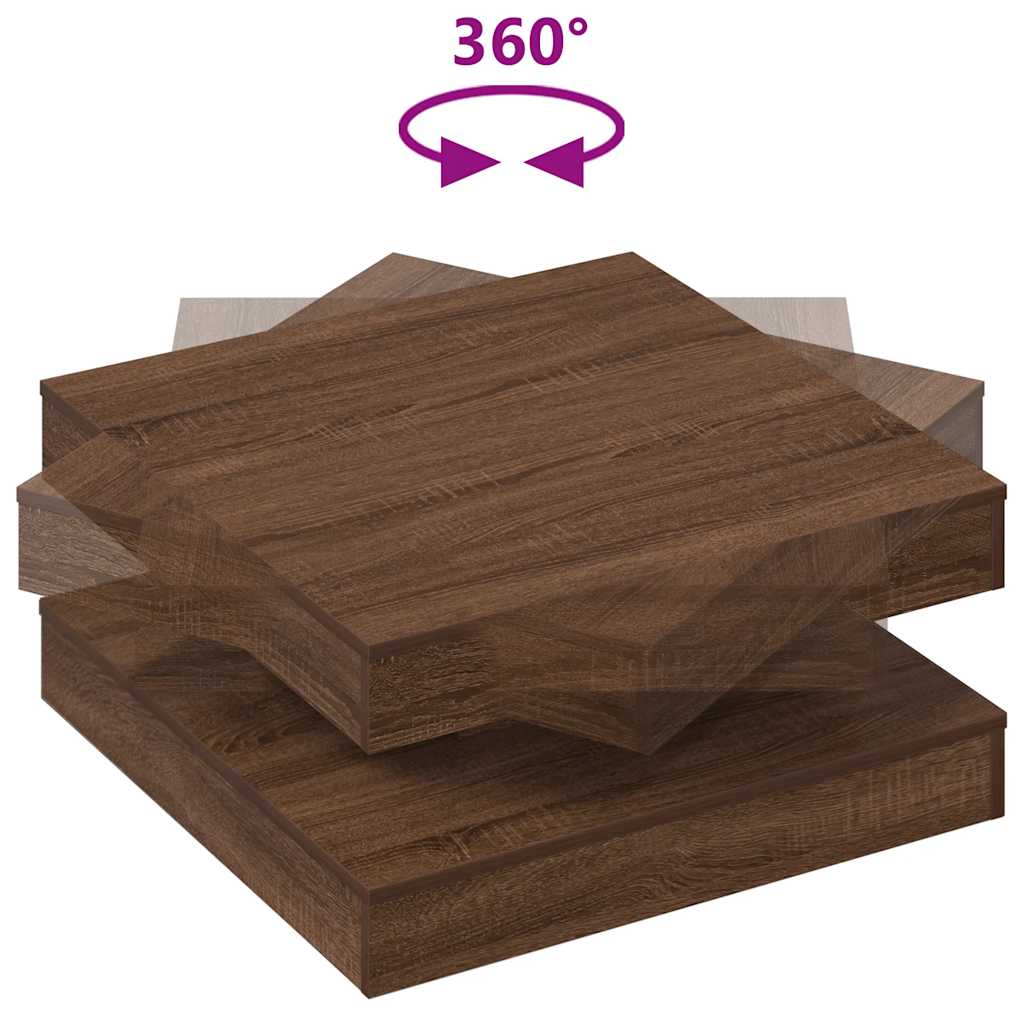 Couchtisch 360-Grad Drehbar Eichen-Optik 70x70x34,5 cm