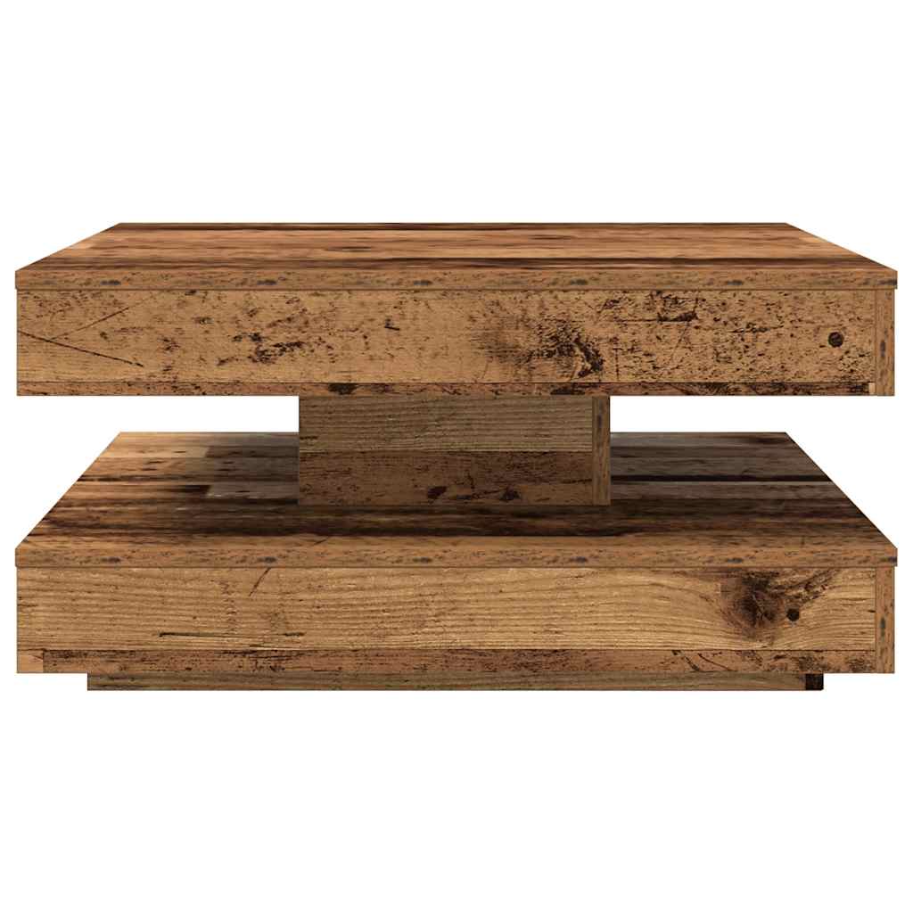 Couchtisch 360-Grad Drehbar Altholz-Optik 70x70x34,5 cm