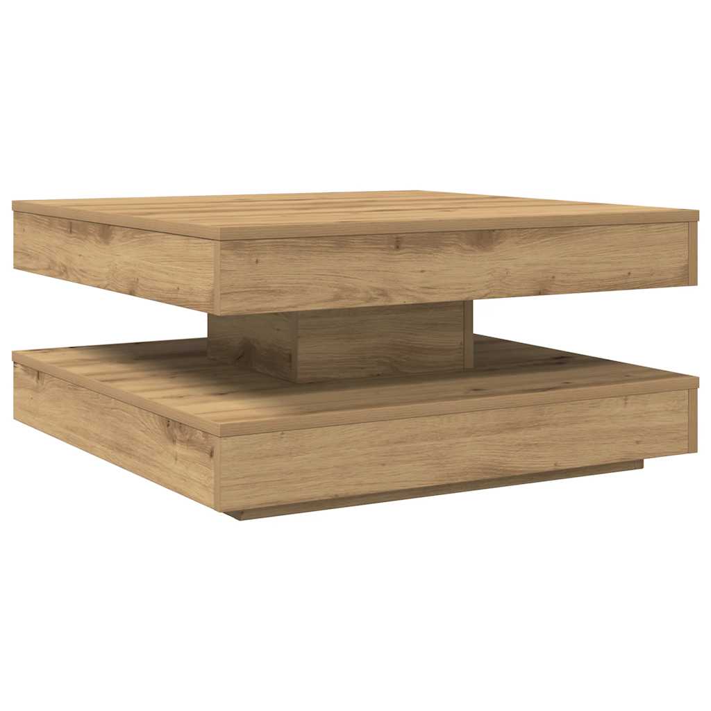 Couchtisch 360-Grad Drehbar Artisan-Eiche 70x70x34,5 cm