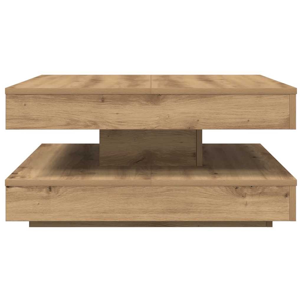 Couchtisch 360-Grad Drehbar Artisan-Eiche 70x70x34,5 cm