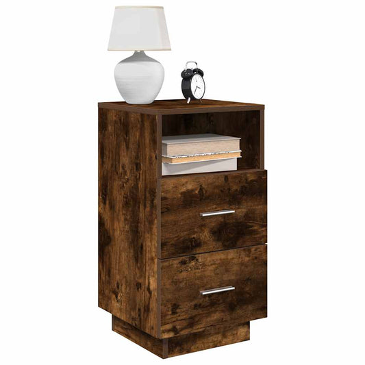 Tables de chevet 2 pcs. avec 2 tiroirs chêne fumé 36x36x68 cm