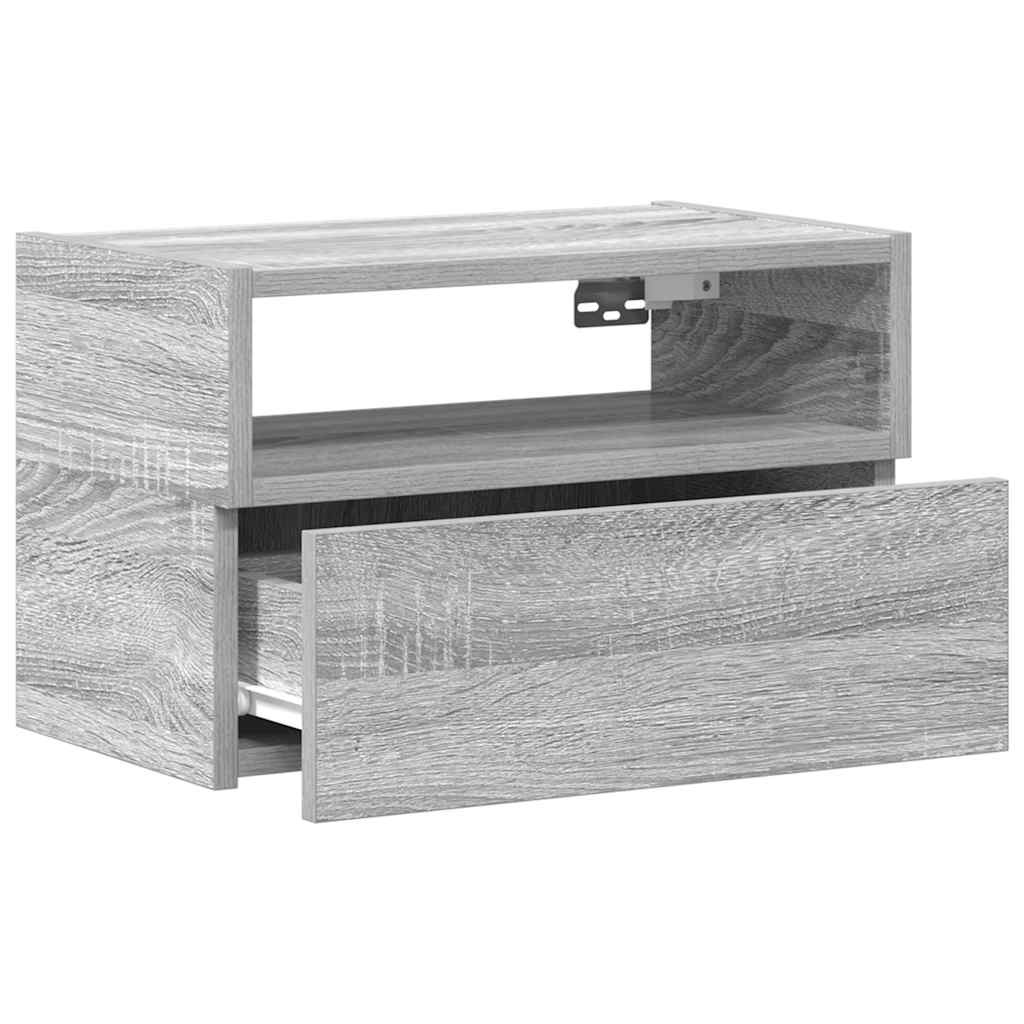 Wall-mounted bedside table, gray Sonoma, 45x26x28.5 cm