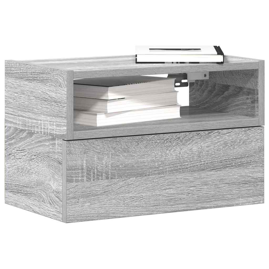 Wall-mounted bedside table, gray Sonoma, 45x26x28.5 cm