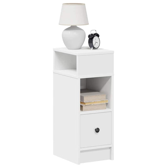 Bedside table with drawer white 25x31x66 cm