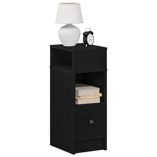 Bedside table with drawer black 25x31x66 cm