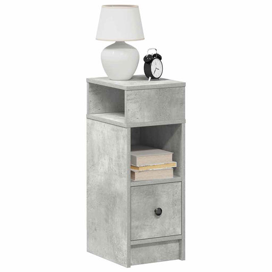 Bedside table with drawer concrete grey 25x31x66 cm