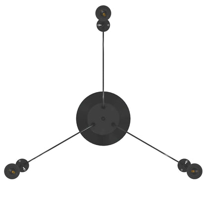 Pendelleuchte mit 3 Fassungen E27 Schwarz Metall