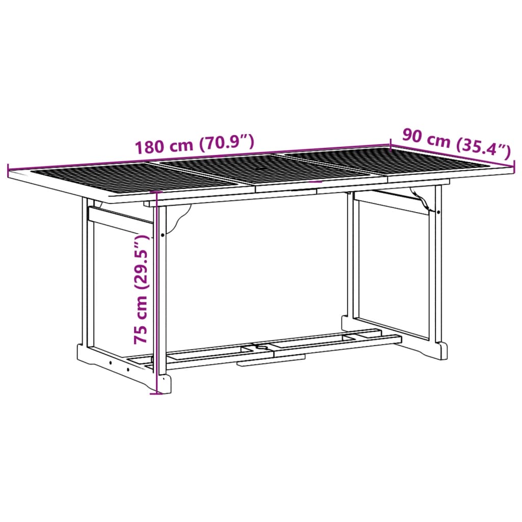 9-tlg. Garten-Essgruppe 180x90x75 cm Massivholz Akazie