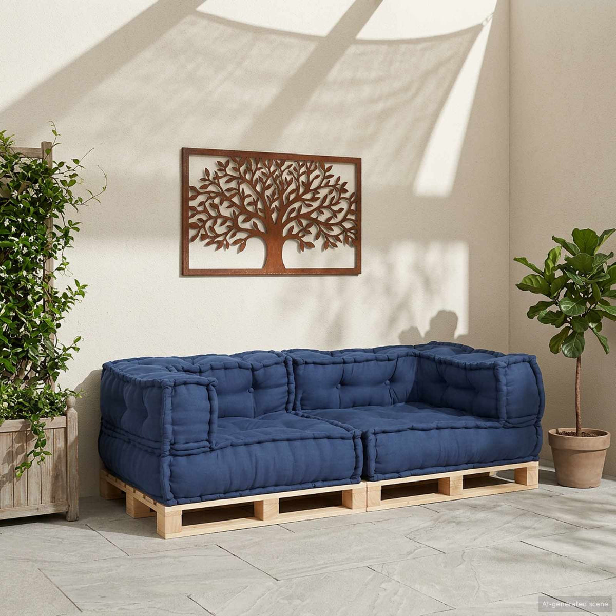 Modulare Sofagarnitur 3 stk. Stoff Indigo 140 x 70 x 36 cm