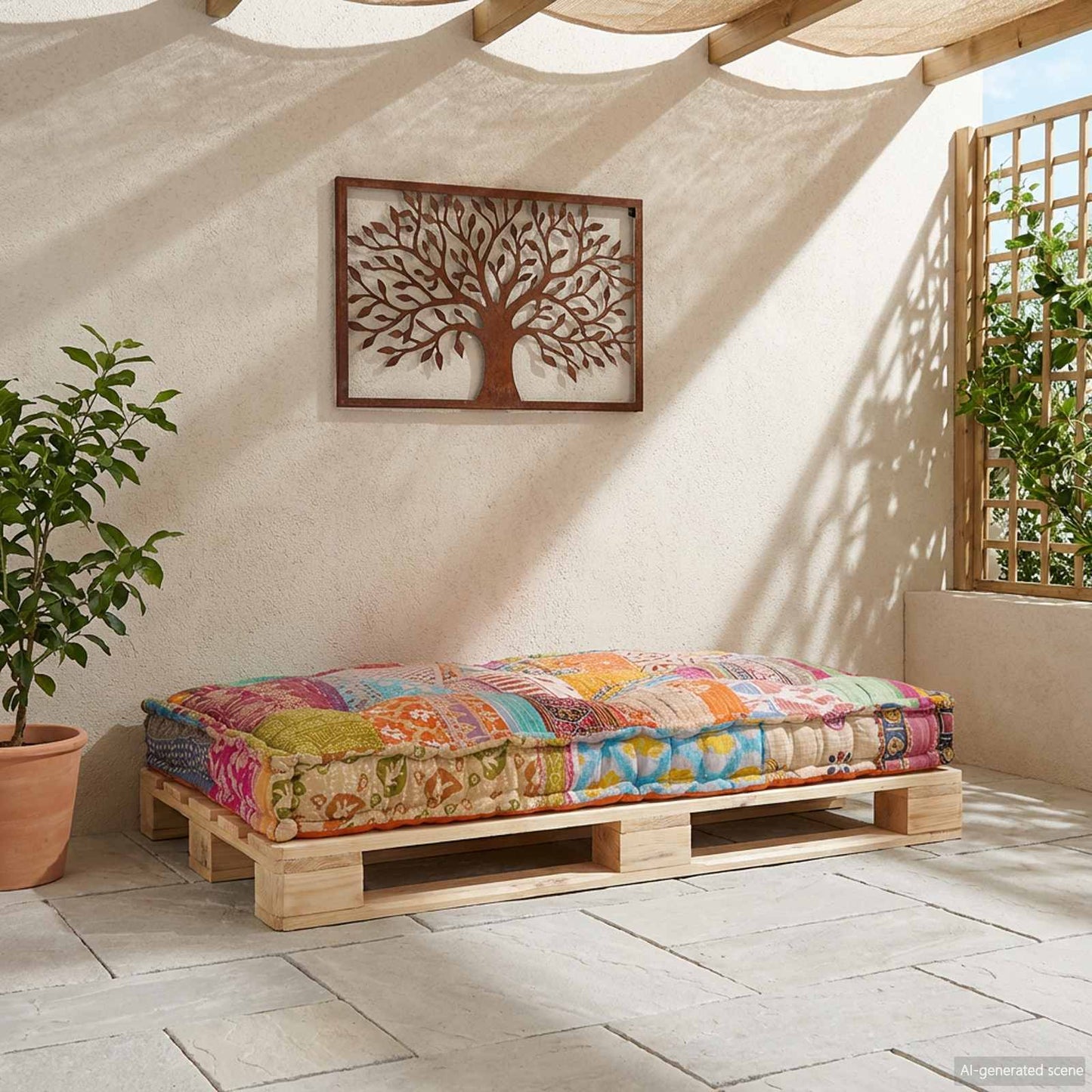 Pallet Sofa Kissen Mehrfarbig 120 x 80 x 12 cm Stoff