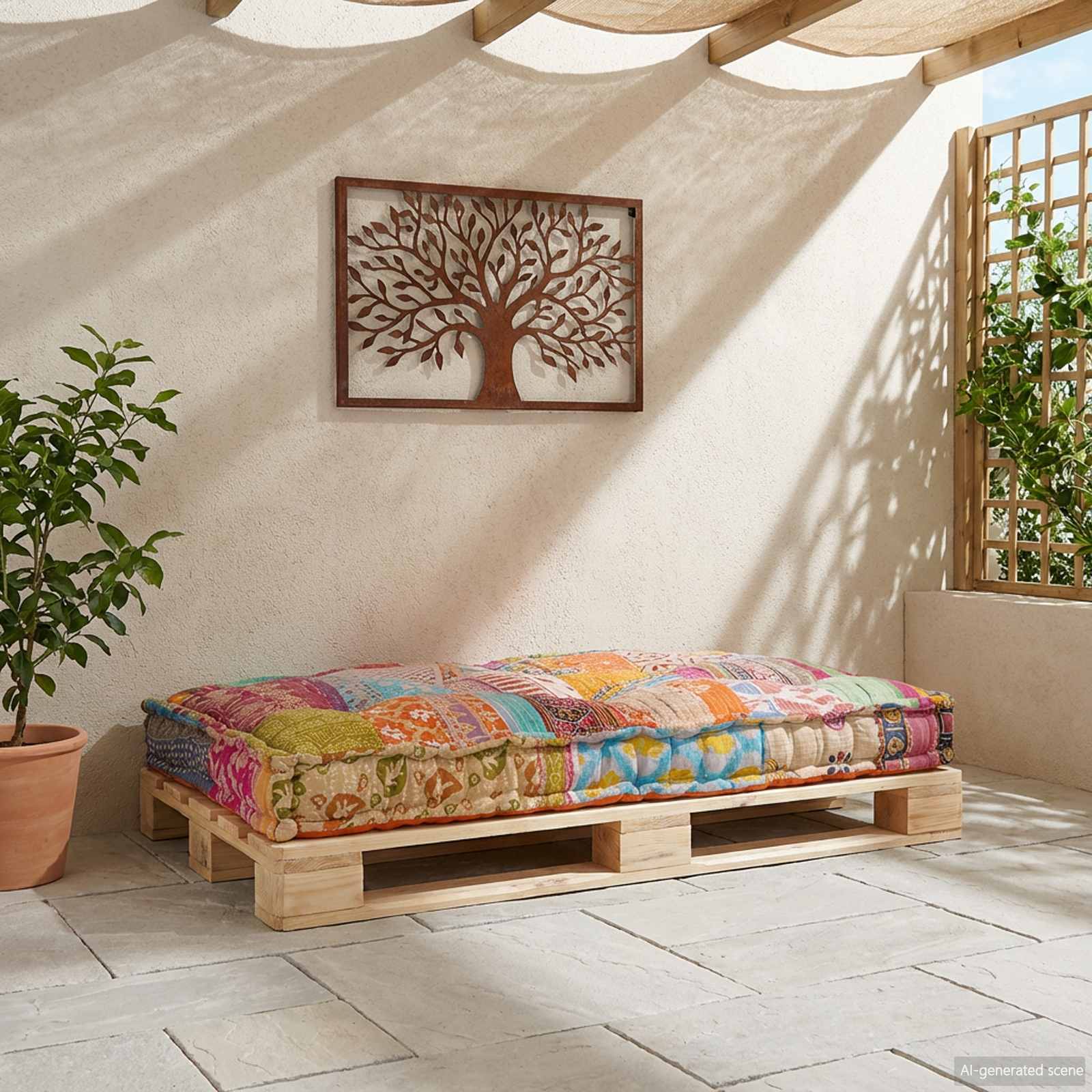 Pallet Sofa Kissen Mehrfarbig 120 x 80 x 12 cm Stoff