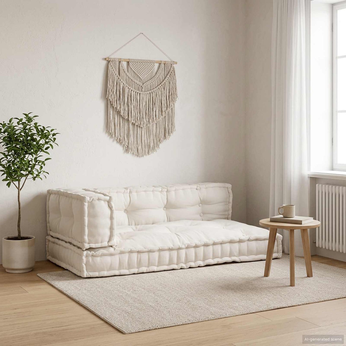 Pallet Sofa Kissen 3 stk. Stoff Creme 120 x 80 x 34 cm