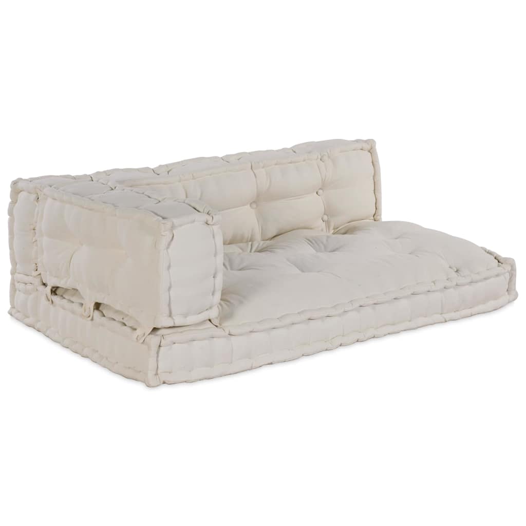 Pallet Sofa Kissen 3 stk. Stoff Creme 120 x 80 x 34 cm
