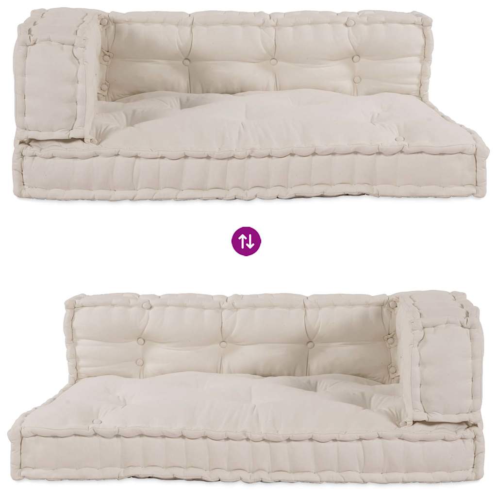 Pallet Sofa Kissen 3 stk. Stoff Creme 120 x 80 x 34 cm