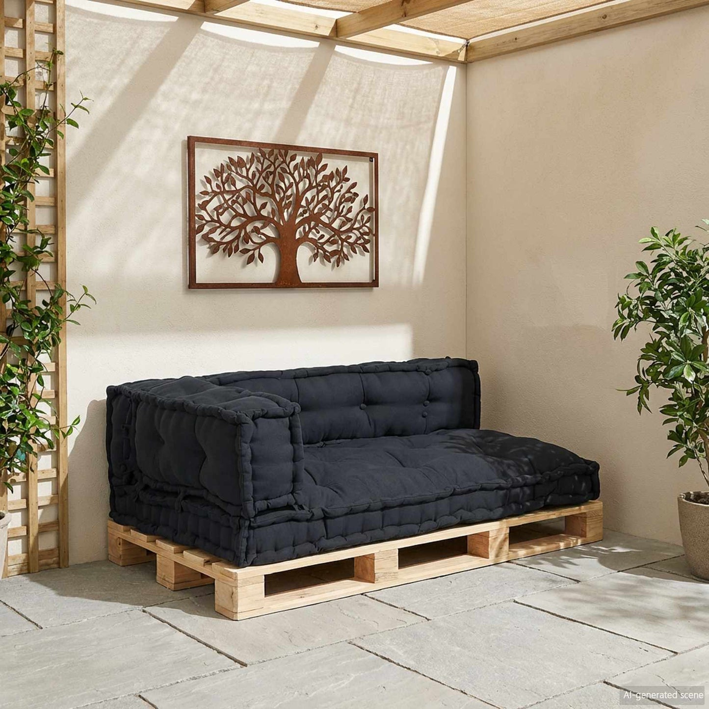 Pallet Sofa Kissen 3 stk. Stoff Anthrazit 120 x 80 x 38 cm