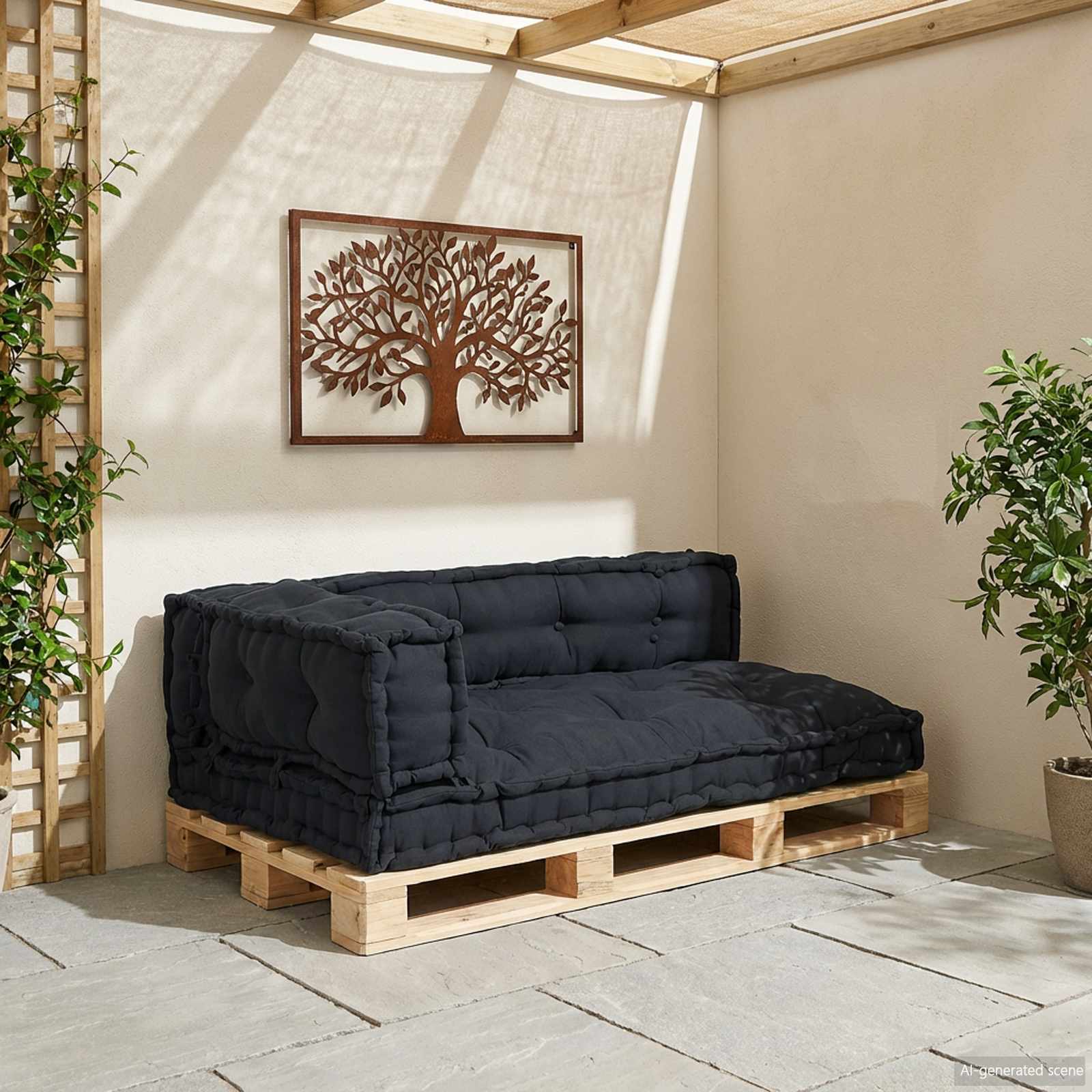 Pallet Sofa Kissen 3 stk. Stoff Anthrazit 120 x 80 x 38 cm
