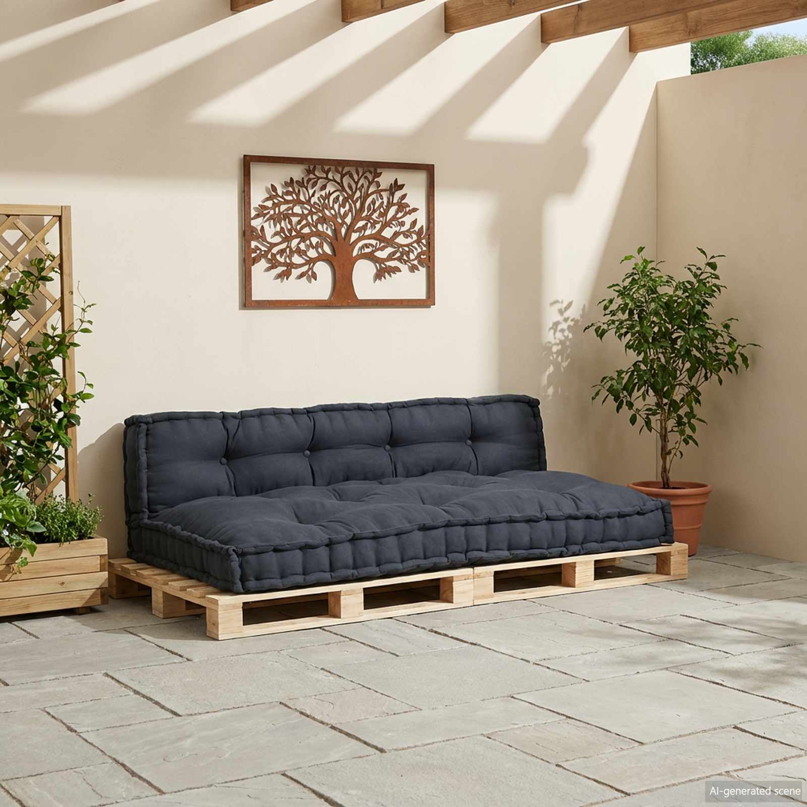 Pallet Sofa Kissen 2 stk. Stoff Anthrazit 120 x 80 x 38 cm