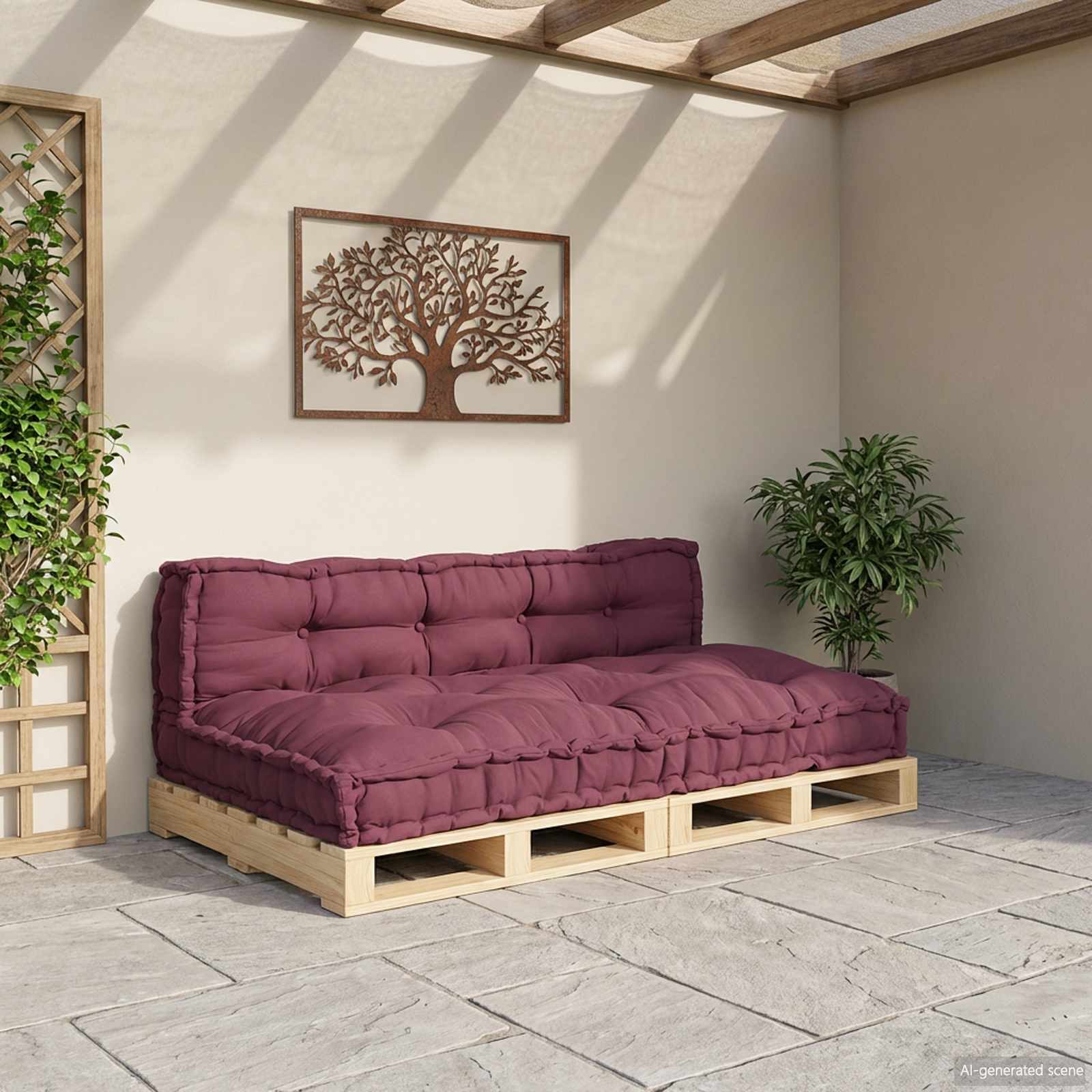 Pallet Sofa Kissen 2 stk. Stoff Kastanienbraun 120 x 80 x 38 cm
