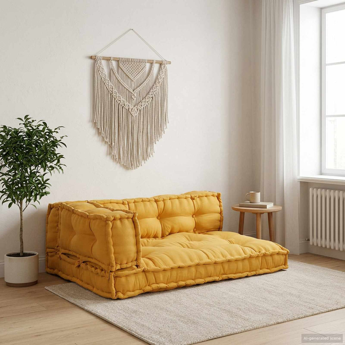 Pallet Sofa Kissen 3 stk. Stoff Gelb 120 x 80 x 38 cm
