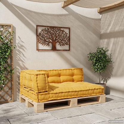 Pallet Sofa Kissen 3 stk. Stoff Gelb 120 x 80 x 38 cm