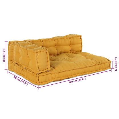 Pallet Sofa Kissen 3 stk. Stoff Gelb 120 x 80 x 38 cm