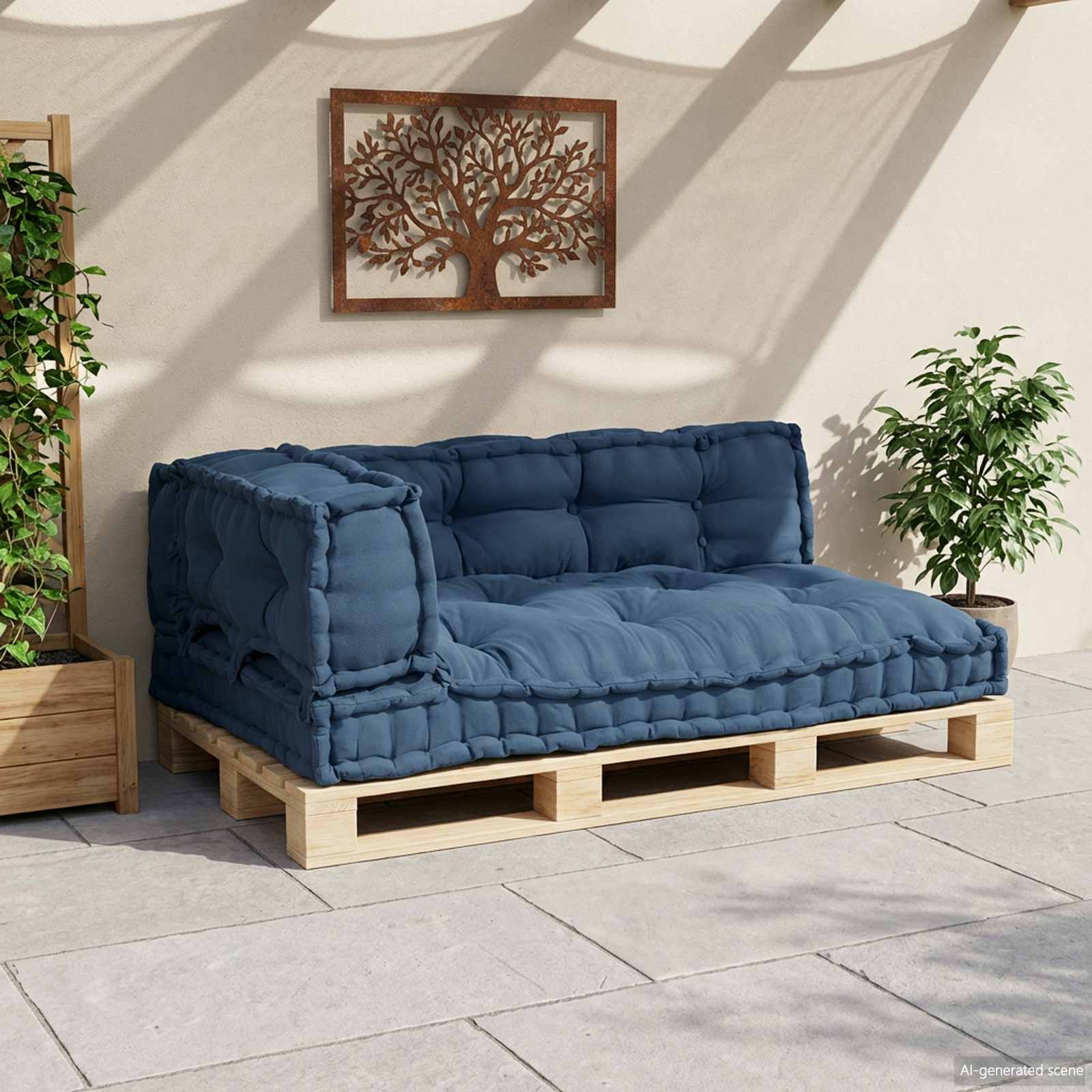 Pallet Sofa Kissen 3 stk. Stoff Indigo 120 x 80 x 38 cm