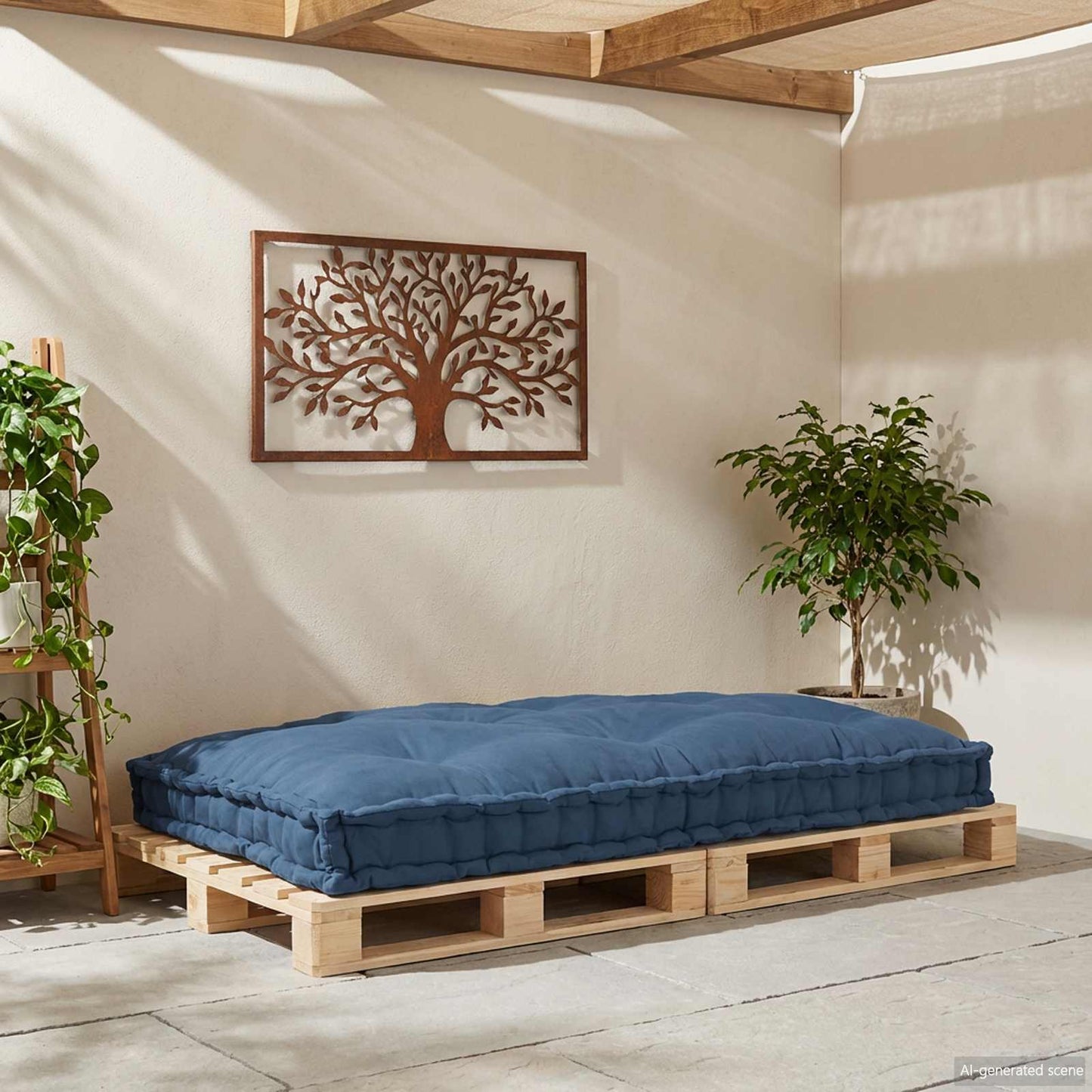 Pallet Sofa Kissen Indigo 120 x 80 x 12 cm Stoff