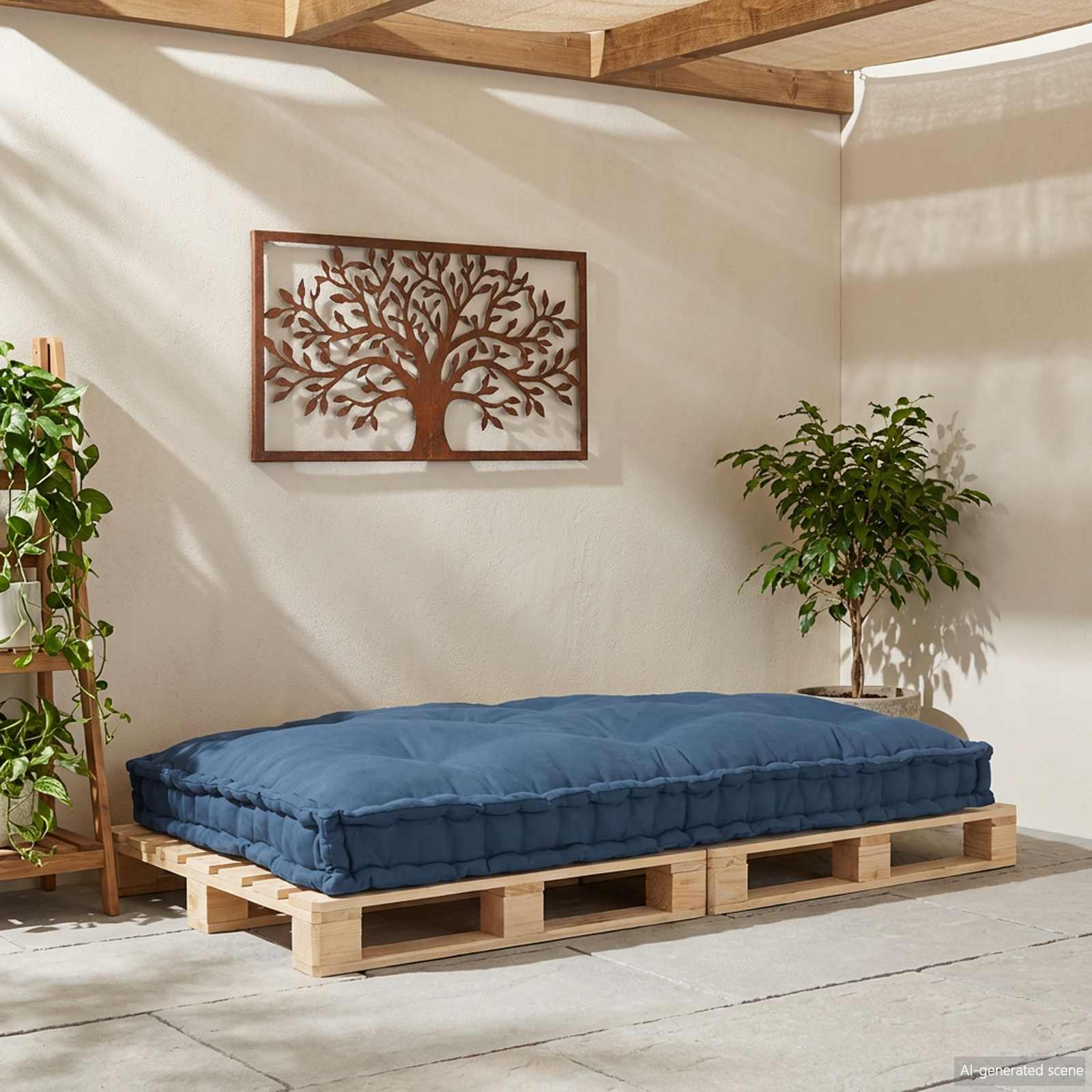 Pallet Sofa Kissen Indigo 120 x 80 x 12 cm Stoff
