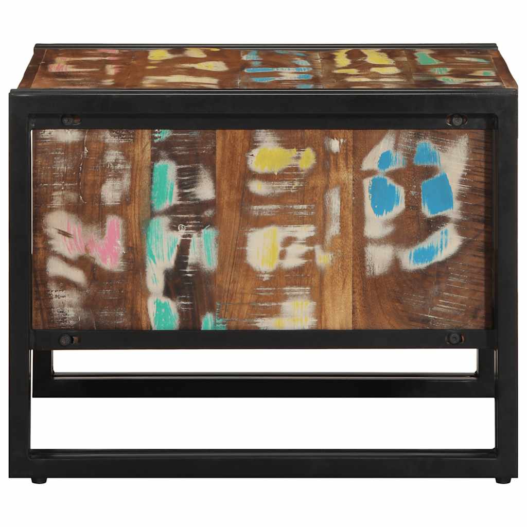 Table basse multicolore 50x50x38 cm bois de récupération bois massif