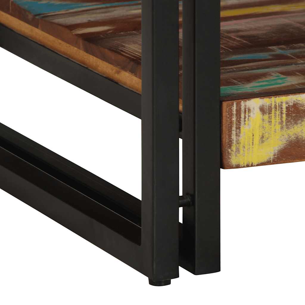 Table basse multicolore 90x50x38 cm en bois massif de récupération