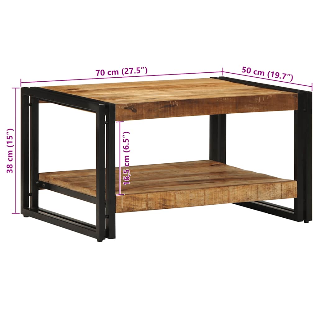 Couchtisch 70x50x38 cm Raues Massivholz Mango