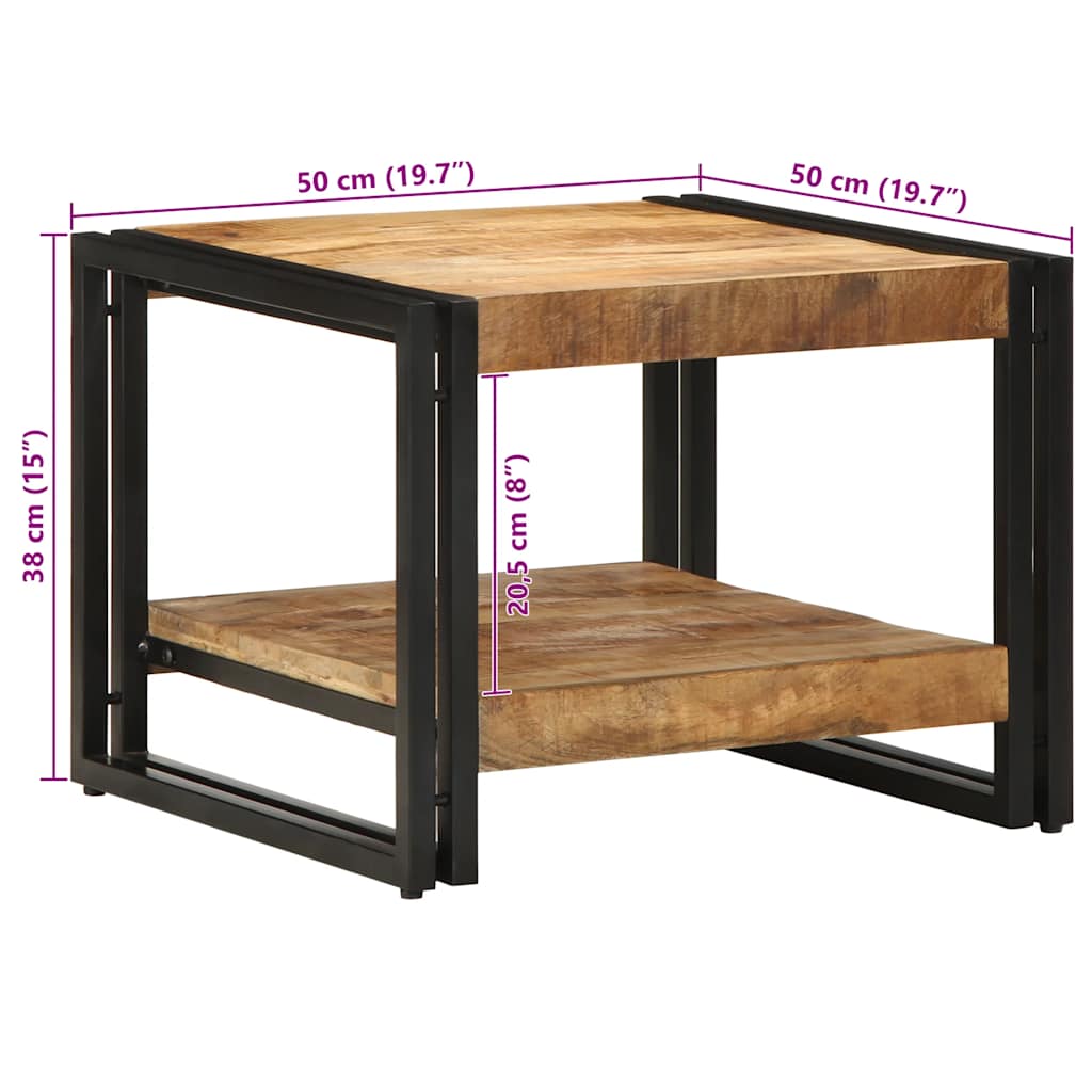 Couchtisch 50x50x38 cm Raues Massivholz Mango